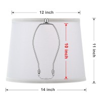 White Lamp Shades Set Of 2 12 X 14 X 11 Inch Large Size Drum Spider Lampshades With 10 Inch Harp Modern Fabric Lamp Shade F