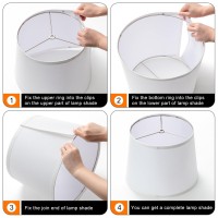 White Lamp Shades Set Of 2 12 X 14 X 11 Inch Large Size Drum Spider Lampshades With 10 Inch Harp Modern Fabric Lamp Shade F