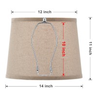 Linen Lamp Shades Set Of 2 12 X 14 X 11 Inch Large Size Drum Lampshades With 10 Inch Harp Brown Farmhouse Lamp Shade For Ta