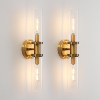 Wall Sconces Set Of Two Brushed Brass Gold Sconces Wall Lighting With Clear Glass Wall Lamp Modern Wall Sconce Wall Light