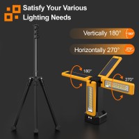 Iodoo 13200Mah Rechargeable Solar Work Light With Folding Stand Support And Portable Carrying Bag 8000 Lumen Stepless Dimmable