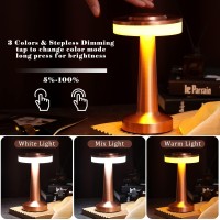 Riakrum 4 Pcs Led Portable Metal Table Lamp With Touch Sensor 3 Color Stepless Dimming Nightstand Desk Lamp Rechargeable Battery