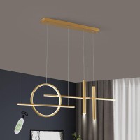 Led Pendant Lights Dimmable With Remote Control Hanging Lamp Modern Dining Table Chandeliers Ceiling Lights Adjustable Height For Kitchen Island Restaurant Living Room Hanginglights Gold L39.37In