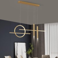 Led Pendant Lights Dimmable With Remote Control Hanging Lamp Modern Dining Table Chandeliers Ceiling Lights Adjustable Height For Kitchen Island Restaurant Living Room Hanginglights Gold L39.37In