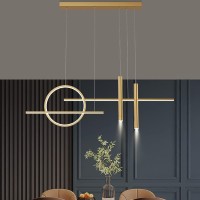 Led Pendant Lights Dimmable With Remote Control Hanging Lamp Modern Dining Table Chandeliers Ceiling Lights Adjustable Height For Kitchen Island Restaurant Living Room Hanginglights Gold L39.37In