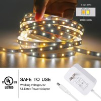 Wefomey White Led Strip Lights 100Ft Dimmable Led Light Strip Warm White To Cool 2700K6500K Bright 24V Led Tape Light With Re