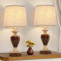 Table Lamps For Bedrooms Set Of 2, Bedside Lamps With Cream Fabric Shade, Rustic Table Lamp For Living Room Bedroom, Farmhouse Table Lamps For Side Nightstand, Vintage Nightstand Lamp, End Table Lamps