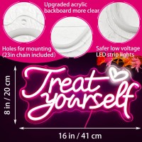 Hohosign Treat Yourself Neon Sign Light Pink Neon Sign Treat Yourself Light Neon Signs For Wall Decor Led Treat Yourself Sign