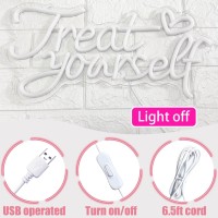 Hohosign Treat Yourself Neon Sign Light Pink Neon Sign Treat Yourself Light Neon Signs For Wall Decor Led Treat Yourself Sign