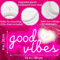 Hohosign Good Vibes Neon Sign For Wall Decor Good Vibes Neon Lights Sign 16X8 Heart And Good Vibes Led Signs For Bedroom W