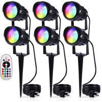 Mocaoire Landscape Lighting 12W Rgbw Outdoor Led Spotlights Color Changing Led Landscape Lights With Remote Control 120V Rgb Waterproof Flood Spot Lights For Yard Garden Path Patio Tree (6 Pack)