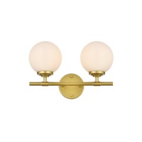 Ansley 2 Light Brass And Frosted White Bath Sconce