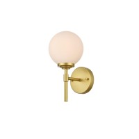 Ansley 1 Light Brass And Frosted White Bath Sconce