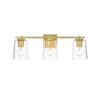 Kacey 3 Light Brass And Clear Bath Sconce