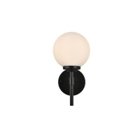 Ansley 1 Light Black And Frosted White Bath Sconce