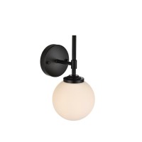 Ansley 1 Light Black And Frosted White Bath Sconce