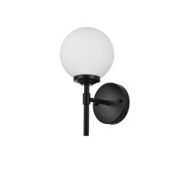 Ansley 1 Light Black And Frosted White Bath Sconce