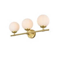 Ansley 3 Light Brass And Frosted White Bath Sconce