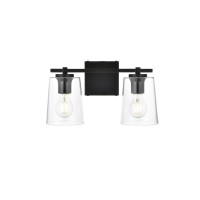 Kacey 2 Light Black And Clear Bath Sconce