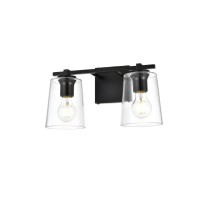 Kacey 2 Light Black And Clear Bath Sconce