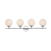 Ansley 4 Light Chrome And Frosted White Bath Sconce