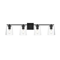 Kacey 4 Light Black And Clear Bath Sconce