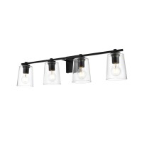 Kacey 4 Light Black And Clear Bath Sconce