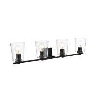 Kacey 4 Light Black And Clear Bath Sconce