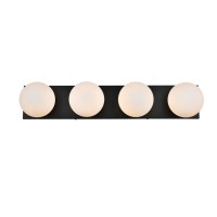 Jaylin 4 Light Black And Frosted White Bath Sconce