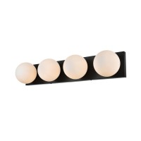 Jaylin 4 Light Black And Frosted White Bath Sconce