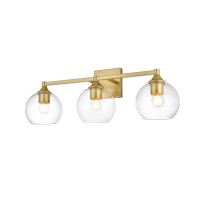 Foster 3 Light Brass And Clear Bath Sconce