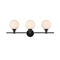 Cordelia 3 Light Black And Frosted White Bath Sconce