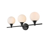 Cordelia 3 Light Black And Frosted White Bath Sconce