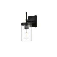 Benny 1 Light Black And Clear Bath Sconce