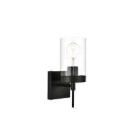 Benny 1 Light Black And Clear Bath Sconce