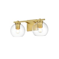 Juelz 2 Light Brass And Clear Bath Sconce