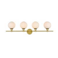 Cordelia 4 Light Brass And Frosted White Bath Sconce