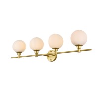 Cordelia 4 Light Brass And Frosted White Bath Sconce