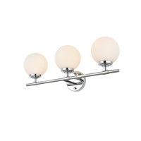 Ansley 3 Light Chrome And Frosted White Bath Sconce