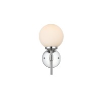 Ansley 1 Light Chrome And Frosted White Bath Sconce