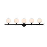 Cordelia 5 Light Black And Frosted White Bath Sconce