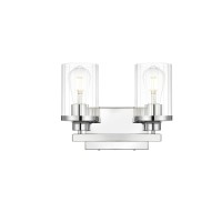 Saanvi 2 Light Chrome And Clear Bath Sconce