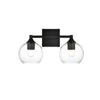 Foster 2 Light Black And Clear Bath Sconce