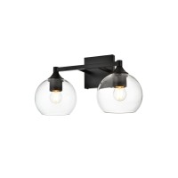 Foster 2 Light Black And Clear Bath Sconce