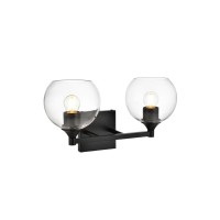 Foster 2 Light Black And Clear Bath Sconce