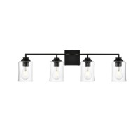 Ronnie 4 Light Black And Clear Bath Sconce