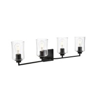 Ronnie 4 Light Black And Clear Bath Sconce