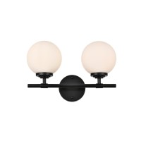 Ansley 2 Light Black And Frosted White Bath Sconce