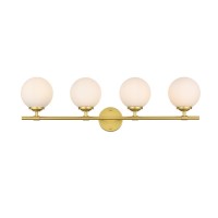 Ansley 4 Light Brass And Frosted White Bath Sconce