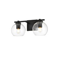 Juelz 2 Light Black And Clear Bath Sconce